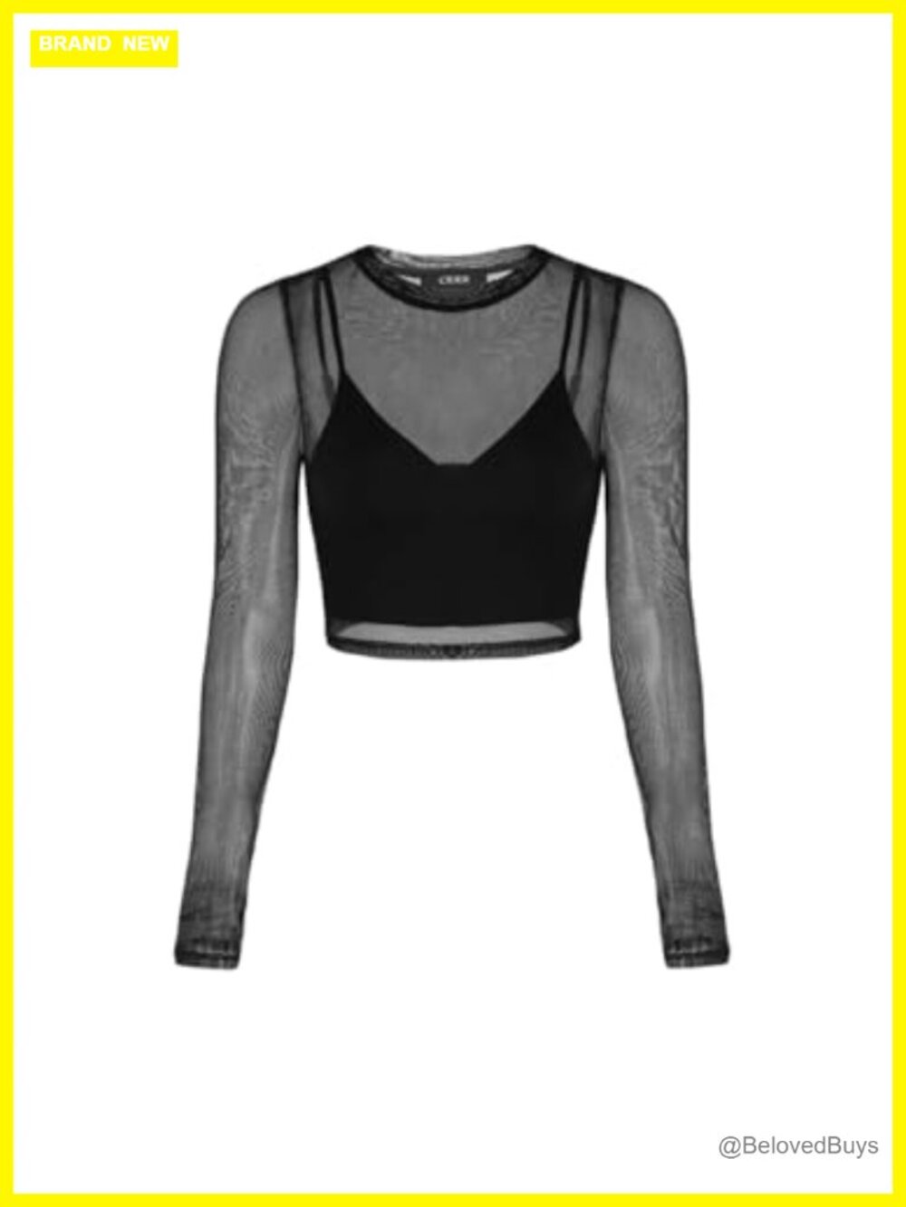 Sheer Long Sleeve Mesh Crop Top & Tank Top Set | Women's 2-Piece Casual